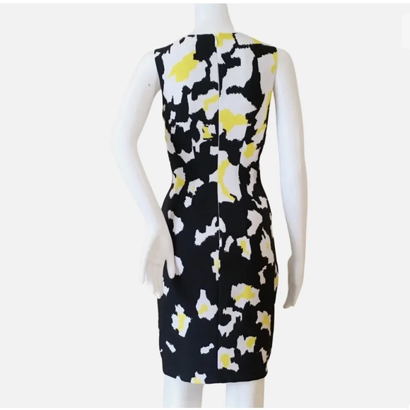 Vintage Cache Black & Yellow Flora Jacquard Sheath Dress - Size 4 - Picture 2 of 5